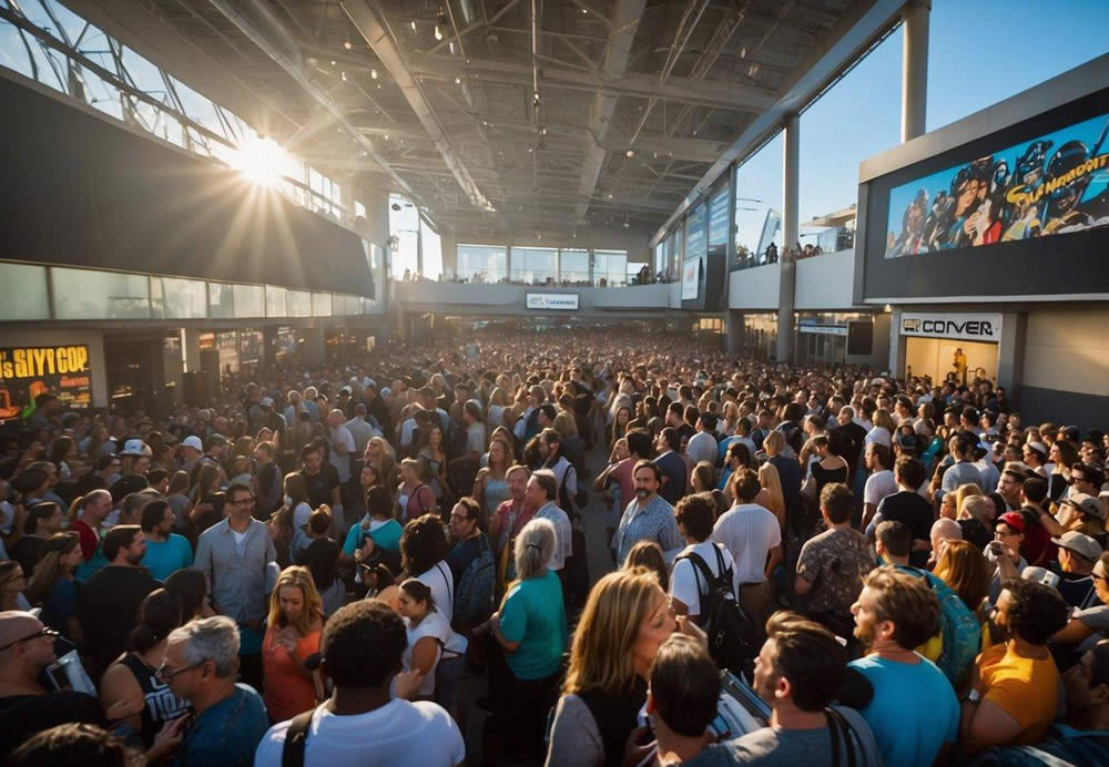 The San Diego Comic-Con 2024 features a lineup of special guests and speakers, surrounded by enthusiastic fans and colorful displays